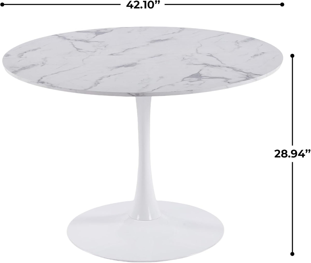 Mid-Century Round Tulip Table, 42" Tulip Dining Table with Sturdy Pedestal Base, Ideal for Kitchen, Small Spaces, Office and Cafe