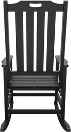 THOEOE Outdoor Rocking Chairs, Oversized Patio Rocking Chair | HDPE Outdoor Rockers for Front Porch, Patio, Backyard, Balcony and Garden. All-Weather High Back Design, Black