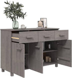 Light Grey Solid Pine Wood Sideboard with Shelves and Drawers, Traditional Style Storage Cabinet for Living Room Bedroom Dining Area, Durable Furniture