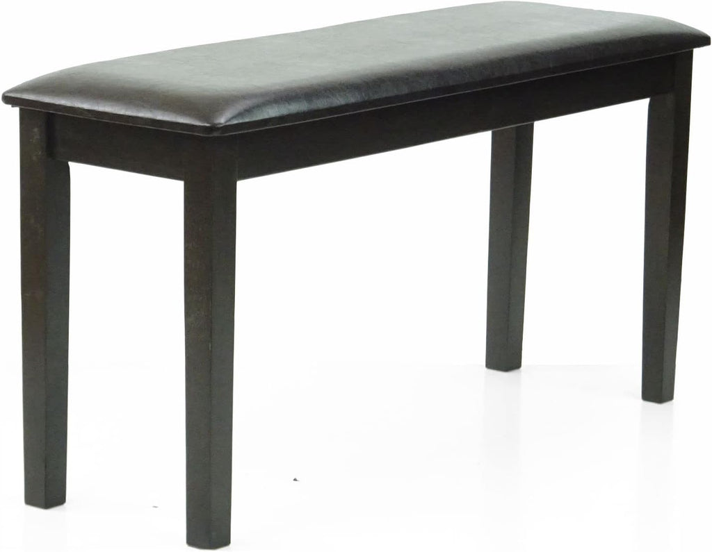 Dining Kitchen Solid Wooden Stained Bench Padded Seat Espresso Black Finish