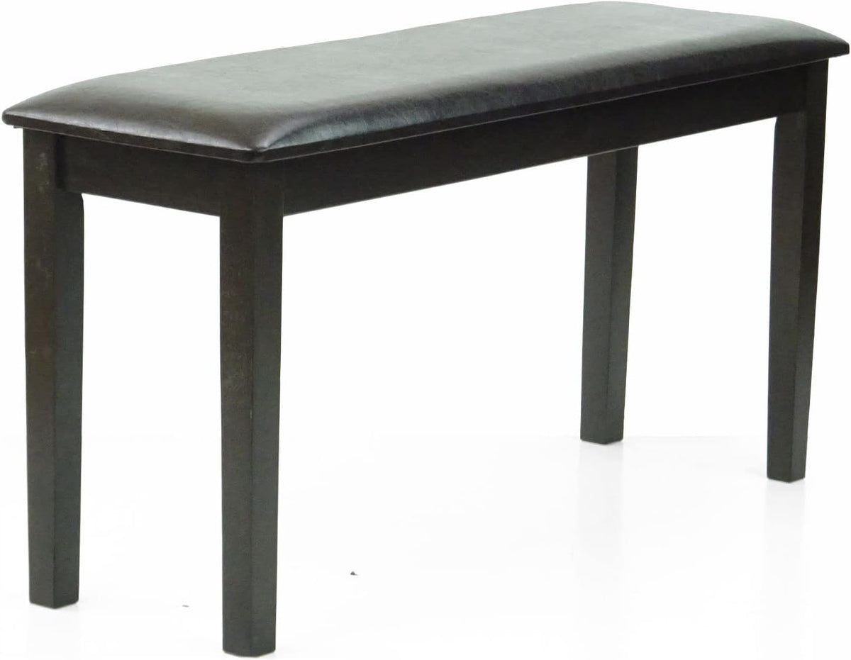 Dining Kitchen Solid Wooden Stained Bench Padded Seat Espresso Black Finish