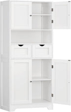 TEENFON 57.8" H Tall Bathroom Storage Cabinet with 4 Doors & 2 Adjustable Shelves, Freestanding Bathroom Cabinet with 2 Drawers, Kitchen Cabinets & Pantry, Cupboard for Kitchen, Dining Room, White