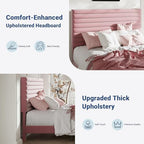 Allewie Full Bed Frame, Velvet Upholstered Bed with Adjustable Headboard