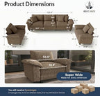 HERA'S HOUSE 3 Pieces Modular Cloud Couch and Chair Set Setional Sofa | Modern 5-Seater Sofa Set , Grayish Brown, Wider Armrest, Comfy Deep Seat, Soft Chenille Furniture Set for Living Room