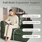53.15'' Convertible Compressed Corduroy Folding Cloud Sofa Bed, Modern Pull Out Loveseat Sleeper in a Box, 4 in 1 Floor Mattress Futon Cloud Couch, No Assembly Needed, Green, 2 Pillows, Full