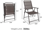 Patio Folding Chairs, Set of 2 Brown Outdoor Portable Chairs with 350 lb Capacity, Rust-Resistant Stain-Proof No Assembly Seating for Garden Balcony