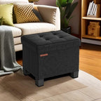 SONGMICS Storage Ottoman, Small Ottoman Foot Rest with Legs, 12.6 x 15.7 x 13.2 Inches Foot Stool, Load up to 660 lb, for Living Room, Bedroom, Dorm, Ink Black ULSF012B01