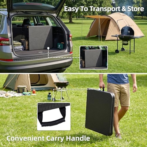 6FT Folding Table Portable Picnic Table Heavy-Duty Fold-in-Half Utility 6 Foot Foldtable Table with Carry Handle for Outdoor Indoor Party, Dining, Wedding, Camping, Black Ratten
