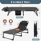 DoCred Chaise Lounge Chair, 5-Position Folding Outdoor Lounge Chair | Heavy Duty Sturdy Steel Frame Chaise Lounge w/ Removable Cushion & Pillow, Folds Flat for Storage, for Beach, Pool & Patio