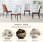 Dining Room Chairs Set of 6, Leather Two-Tone Leather Upholstery Kitchen Chairs with High Back, Vertical Channel Stitching, Powder-Coated Black Metal Legs for Dining Room, Kitchen, Living Room