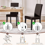 Yaheetech Dining Chairs Set of 4 Upholstered Kitchen Chairs Dark Brown | Faux Leather High Back Sillas De Comedor, Solid Wood Legs, Adjustable Footpads, Modern Armless Parson Chairs for Dining Room