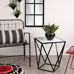 Telephone Table, Modern Living Room Marble Square Coffee Table,Metal Industry Side Table,Telephone Table,21.65 Inch Tall,Gold,Black (Color:Black,Size:17.7117.7121.65in)