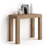 Mobili Fiver, First, Extendable Console Table 17.7(120) x35.4 in, Rustic Oak, for 4-14 People, Space-Saving Dining Table, Italian Furniture