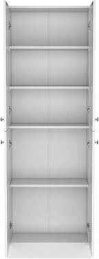 Kitchen Pantry 71" H, 4 Doors, 5 Adjustable Shelves, Laundry, White