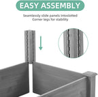 Durable Outdoor Storage Cabinet with Weather-Resistant Metal Top and Wooden Frame for Patio, Yard, Garage or Garden Use (96" Raised Garden Bed)