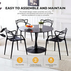 42" Tulip Table for 4-6 Persons Modern Round Dining Room Table, Mid-Century Modern Black Small Kitchen Table with MDF Wooden Top, Leisure Coffee Table for Living Room, Dining Room, Office
