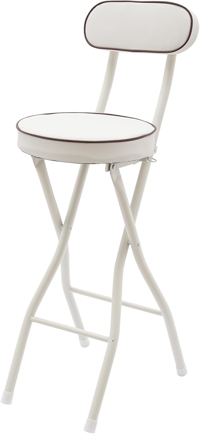 LOYALHEARTDY 2 Pcs Folding Stool, 25.6 in Cushioned Padded Folding Stool Portable Bar Stool with Back for Camping Kitchen Home Office (White)