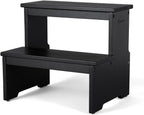 StrongTek Bamboo 2 Step Stool, Non-Slip, 350 lb Capacity, Black | Bed Steps for High Beds for Adults, Non-Slip Feet, Easy Assembly for Kitchen, Bedside, Pantry, Closet and Bathroom Use