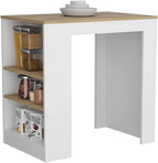 Kitchen Island with 3-Side Shelf and Counter Height Table Top | 3-side shelf design with counter-height table top for kitchen use