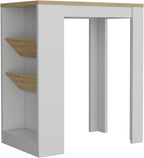 Multicolor Kitchen Island with Shelves and Tabletop | Includes two side shelves for bottle display and low shelf for essentials