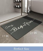 Bath Mat-Bath Mat Rug Non Slip Super Absorbent Stain Resistant Quick Dry Thin Bathroom Rug-Bath Mats for Bathroom Floor Bathtub Vanity-Bathmat Bath Rug Easy Care-17"x27",Black
