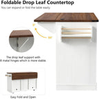 Merax 72" L White Rolling Kitchen Island with Fridge Storage Space | Coffee Bar Cabinet Kitchen Table on Wheels with Drop Leaf, 4 Drawers, Sliding Barn Door and Glass Holder