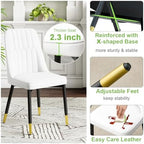 Dining Chairs Set of 4,Modern Dining Room Chairs,Faux Leather Dining Chairs with Thick Cushion and Metal Legs,White Kitchen Chairs for Dining Room Kitchen, White