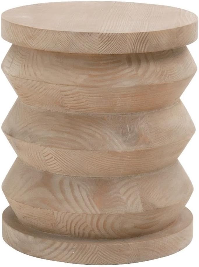 Pemberly Row Modern Transitional Accent Table, Smoke Gray Finish, Solid Reclaimed Pine Wood, Cylindrical Design, Compact 19.25"H x 16.5"W x 16.5"D, Ideal for Small Spaces and Versatile Decor Styles