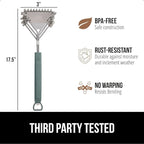 GORILLA GRIP Heavy Duty No Bristle Triple Helix Grill Brush with Scraper for Outdoor Grills, Safe Steam Cleaning, Oversized Comfortable Handle Grip with Bottle Opener, BBQ Tools, 17.5 Inch, Green