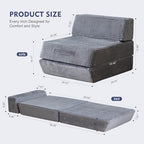 Snug Sofee Futon Sofa Bed, Convertible Sleeper Chair, Floor Mattress, Gray | Convertible futon sofa bed with removable zippered back support. Creates a comfortable floor bed for guests, living rooms.