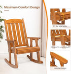 VINGLI Outdoor Rocking Chair, Heavy Duty 600 LBS Wooden Rocker, Teak(1PC) | High & Comfortable Backrest, Weatherproof Patio Rocker with Ergonomic Design, for Patio, Garden, Porch