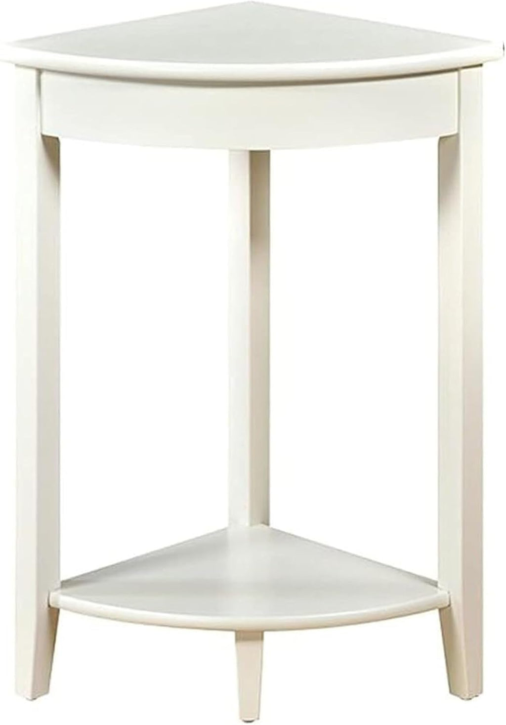 Corner Tables Compact Triangle Solid Wood Side Table Corner Shelf Unit with 2 Shelves Sofa Accent Table for Small Space Little Corner Space Saver(White)
