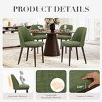 COLAMY Upholstered Dining Chairs Set of 4, Modern Kitchen Chairs with Back, Fabric Side Dining Room Chairs with Wood Legs for Farmhouce Restaurant, Green
