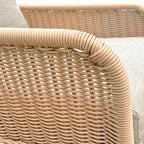 Christopher Knight Home Nadine Patio Rocking Chair, Wicker Rocker, Wood Leg Rocking Chair, PE Rattan Wicker Chair, Rocking Chair with Cushions, Comfort Wicker Rocker for Backyard Balcony Porch, Beige