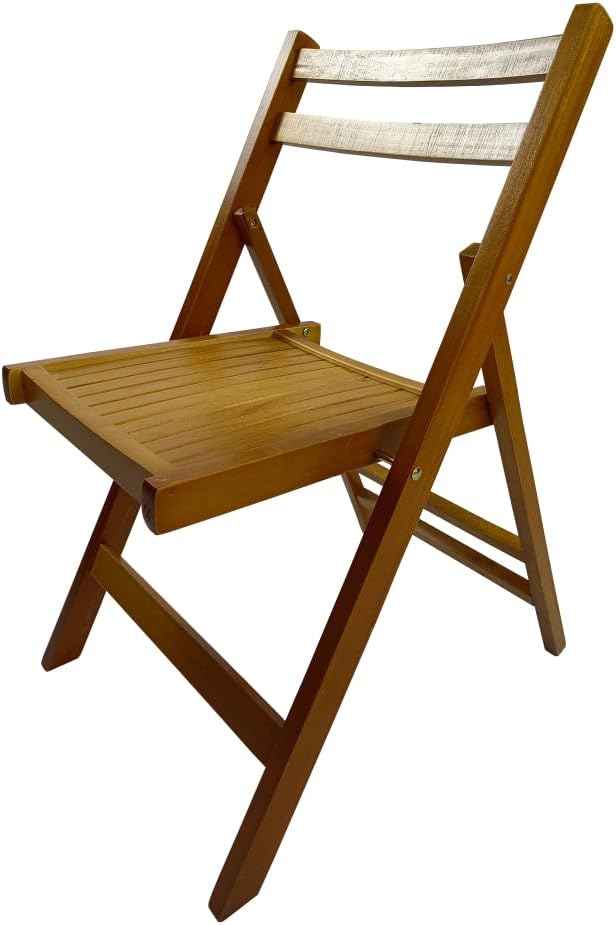 Wood Folding Chairs, Set of 4 Slatted Wood Event Chairs, Honey Color Foldable Dining Chairs for Patio Garden Wedding Party Outdoor Seating