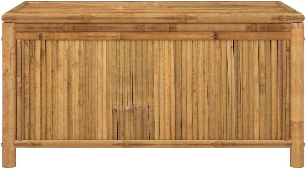 Bamboo Patio Storage Box 43.3x20.5x21.7 Inches | Durable Natural Material, Open Slats Ventilation, Indoor Outdoor Use, Storage Bench