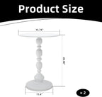 White Side Tables Set of 2 with Metal Pedestal Round End Tables for Small Spaces Living Room Bedroom or Patio Outdoor