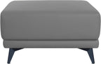 Naomi Home Dora 29.5" Square Ottoman | Synthetic Leather Footstool, Couch Footrest & Extra Seating for Living Room, Gray