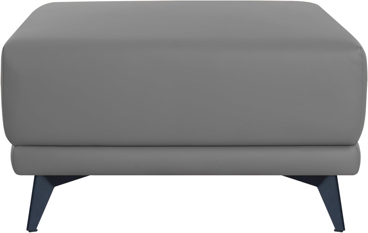 Naomi Home Dora 29.5" Square Ottoman | Synthetic Leather Footstool, Couch Footrest & Extra Seating for Living Room, Gray