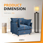 VINGLI 34" Width Oversized Accent Chairs Set of 2, Navy Sofa Reading Chair Upholstered Armchair Soft Chenille Fabric Living Room Chairs Sofa for Bedroom, Home Office, Play Room