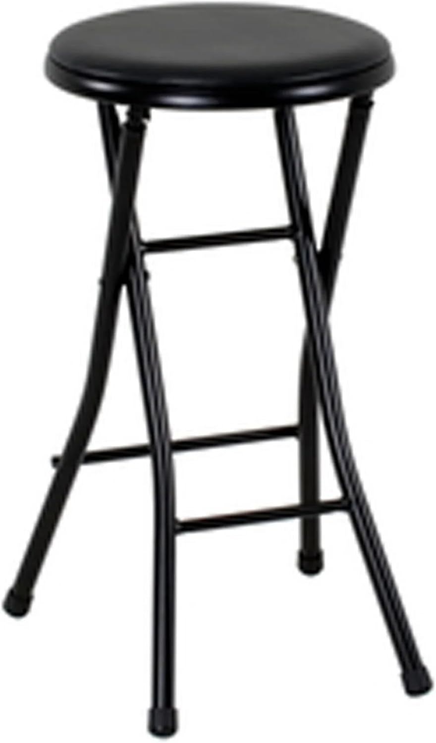 Folding Stool, Metal Frame Indoor Outdoor Portable Seat with Non-Slip Feet, Black