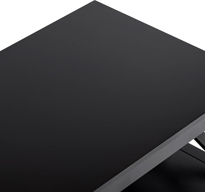 ChooChoo Oxford Coffee Table with Thicker Legs, Black Wood Coffee Table with Storage for Living Room