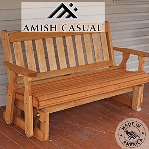 Amish Casual Heavy Duty 800 Lb Mission Pressure Treated Porch Glider (4 Foot, Cedar Stain)