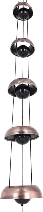 Cooper Leaf Temple Wind Chime,Wind Chimes with 5 Bells, Feng Shui Wind Chimes for Home Yard Outdoor Decoration, A Great Memorial Wind Chime for Someone Who Loves Peace