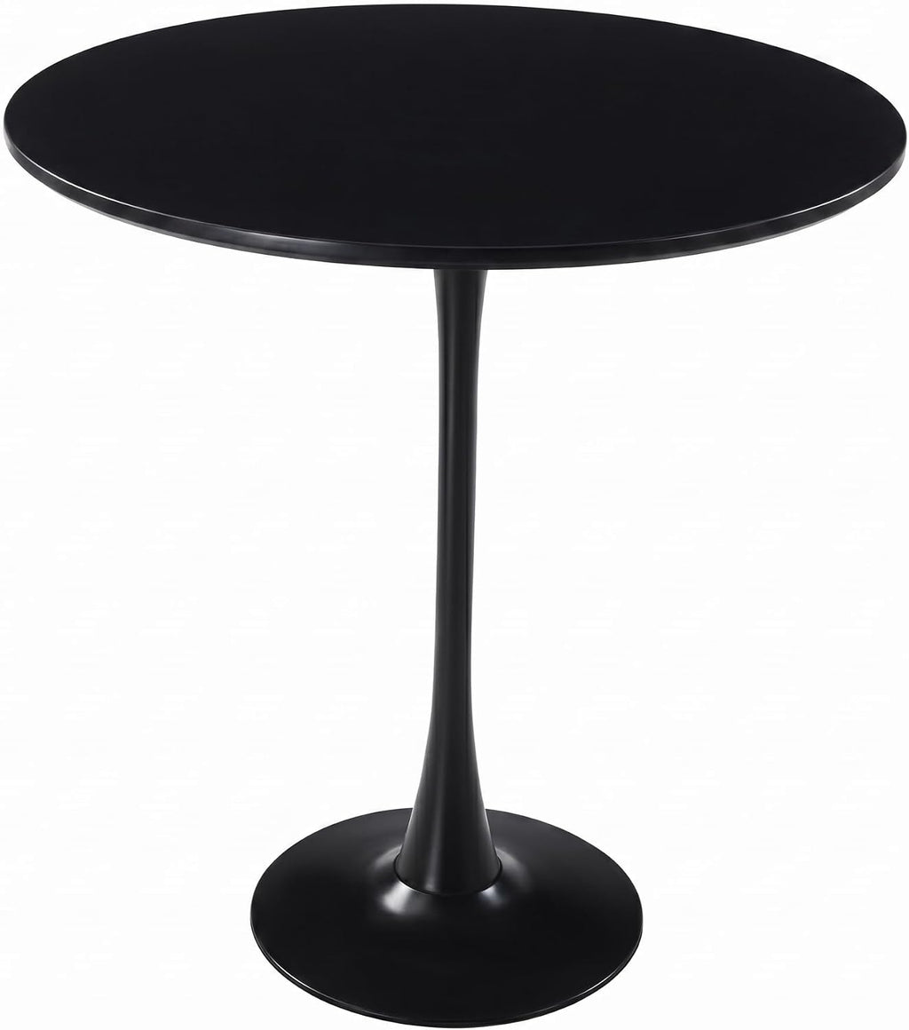 LeisureMod Bristol Collection 35" Round Bar Height Table, Modern MDF Top Pub with Black Pedestal Base, Bistro Cocktail Table for Kitchen, Dining Room, Cafe, Restaurant & Home Bar, Black