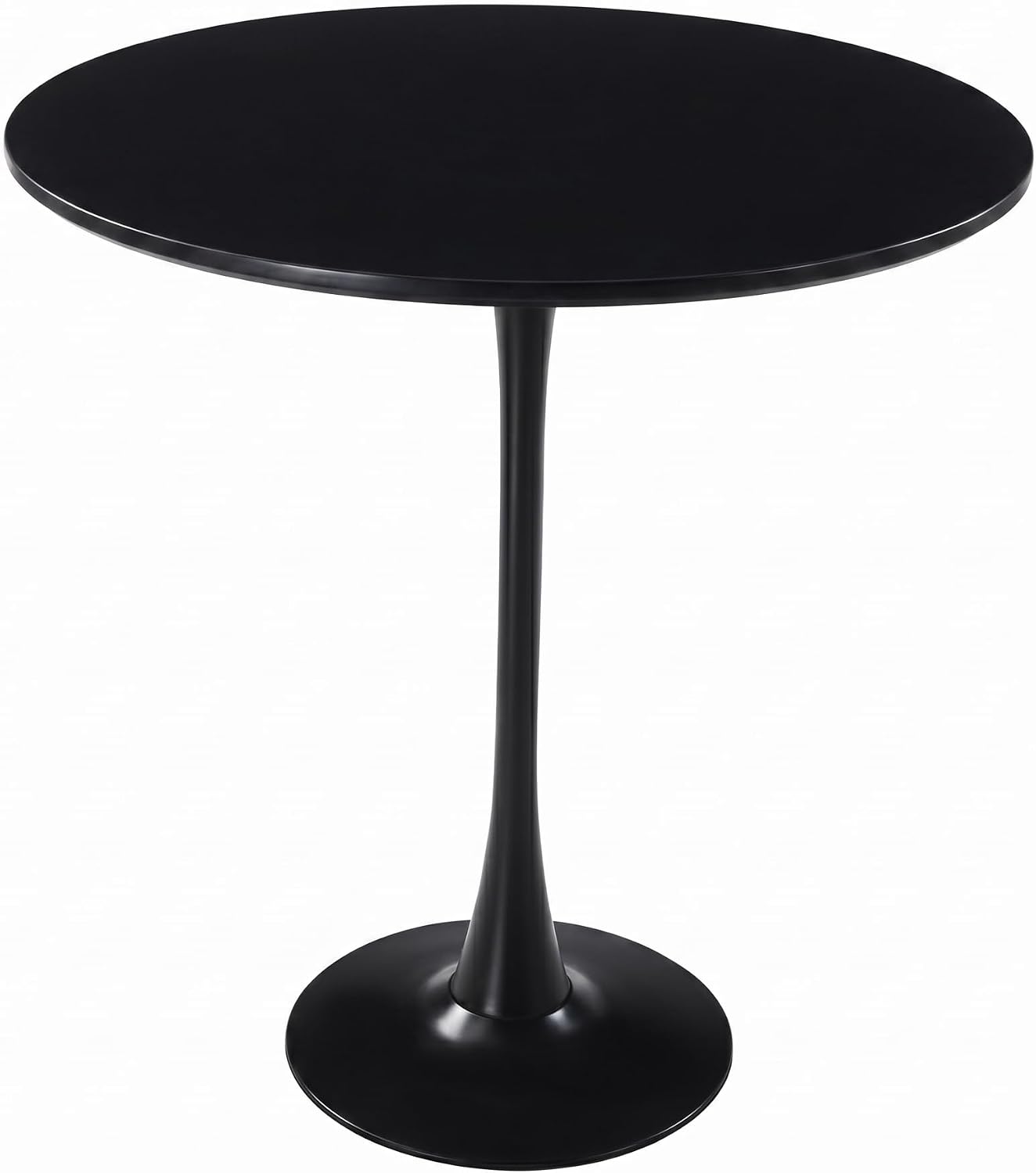 LeisureMod Bristol Collection 35" Round Bar Height Table, Modern MDF Top Pub with Black Pedestal Base, Bistro Cocktail Table for Kitchen, Dining Room, Cafe, Restaurant & Home Bar, Black
