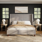 HOWE King Size Bed Frame with 50.8 Inch Corduroy Wingback Headboard, Taupe
