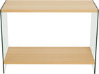 Console Table 2-Tier: 39.4 in Wide Rectangle Wood Shelf Glass Sides | Modern Desk Console Sofa Table Stand for Entryway