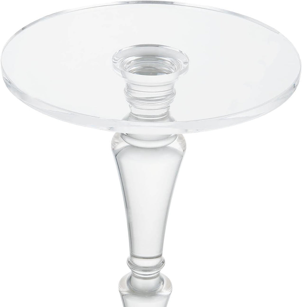 Furniture Acrylic Side Table,Clear Small Round Side/End Tables with Support Rod for Use in Living Rooms,Bedrooms,Offices,Study Rooms,Waiting Areas（13.8in*19.7in