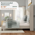 Jocisland Queen Bed Frame Linen Upholstered Wingback Headboard, Brown